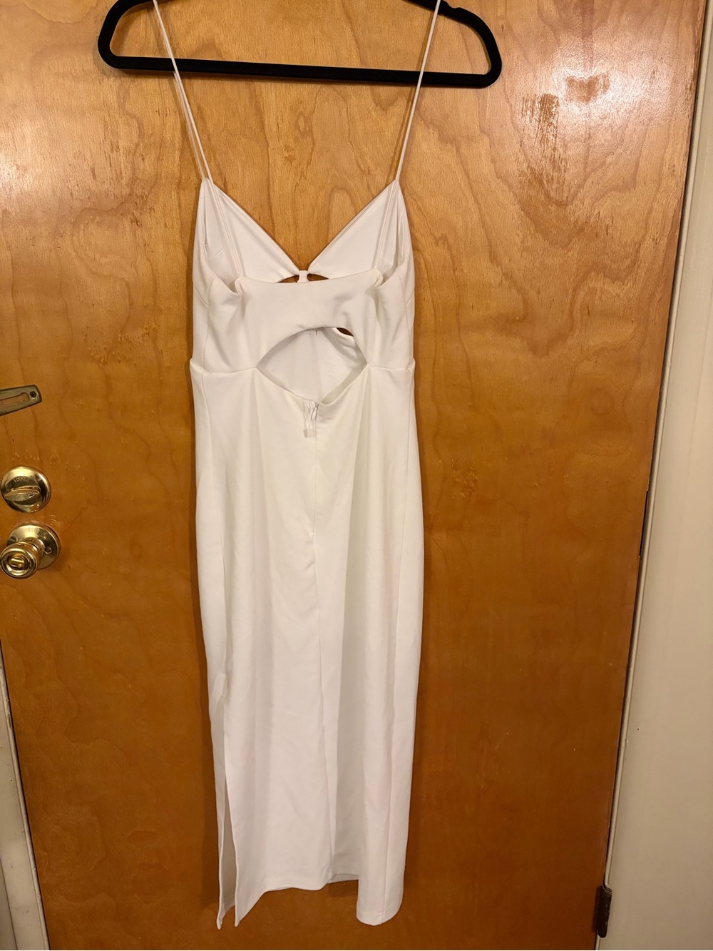 White Spaghetti-Strap Cutout Midi Dress - Women's - Picture 2 of 3